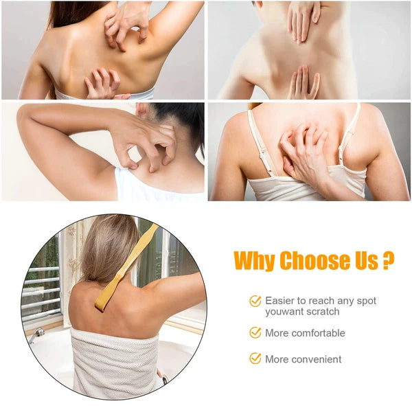 3 PCS Natural Bamboo Back Scratcher Long Reach Pick Itch Relief Tool Portable