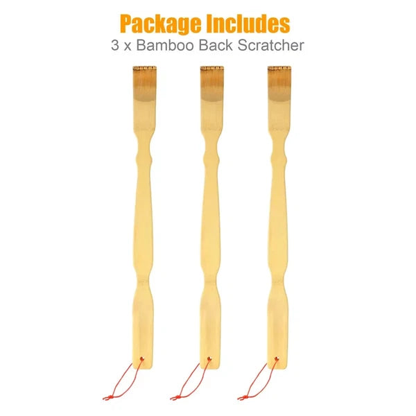 3X Natural Bamboo 18.3" Back Scratcher Long Reach Pick Itch Relief Massage Tool
