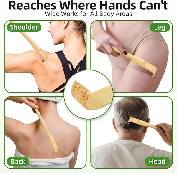 Back Scratchers 8 Pack Bamboo Long Handle Body Massagers for Adults Men Women