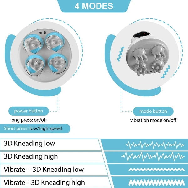 Electric Scalp Head Scratcher Portable Head Massager Waterproof Hair 3D Kneading