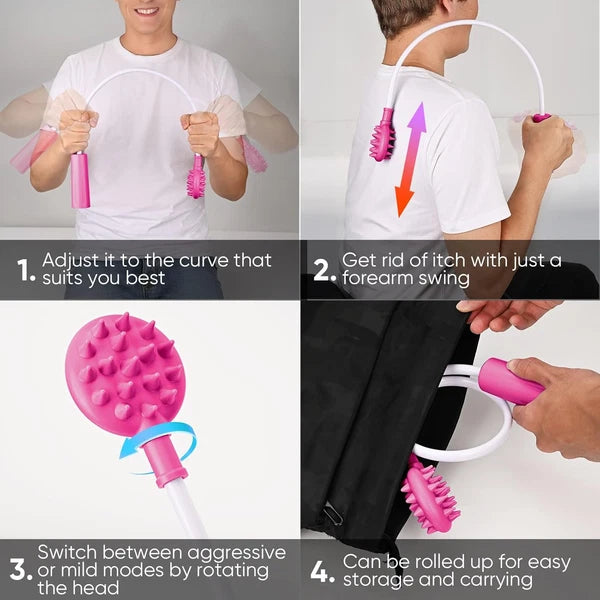 Upgraded Pink Curved Back Scratcher for Women Men Extra Long Flexible Bendable
