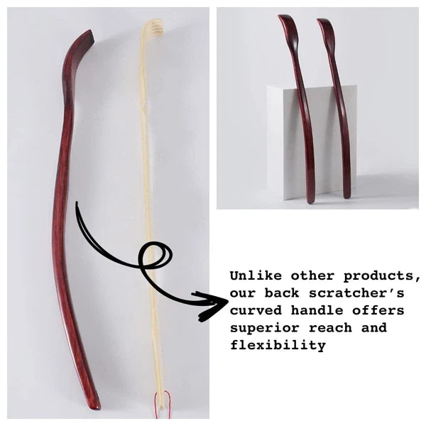 Oversized Wooden Back Scratcher: 18'' Extended Curved Handle for Better Reach