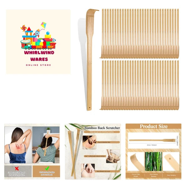 50 Pcs Bamboo Back Scratcher Bulk Traditional Manual Back Massager Wooden Lon...