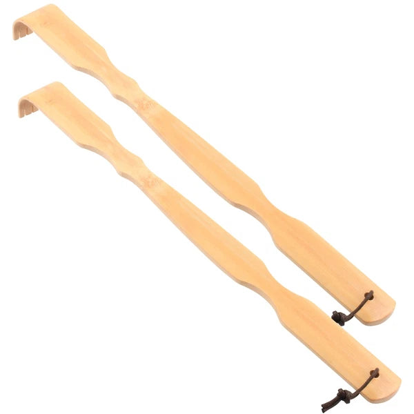 2 Pack Wooden Bamboo Back Scratcher Body Relaxation Massager for Itch Relief